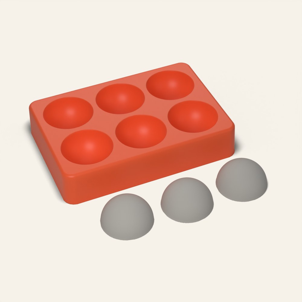 Concrete Knob Mold, 6 Cavity, 3D render