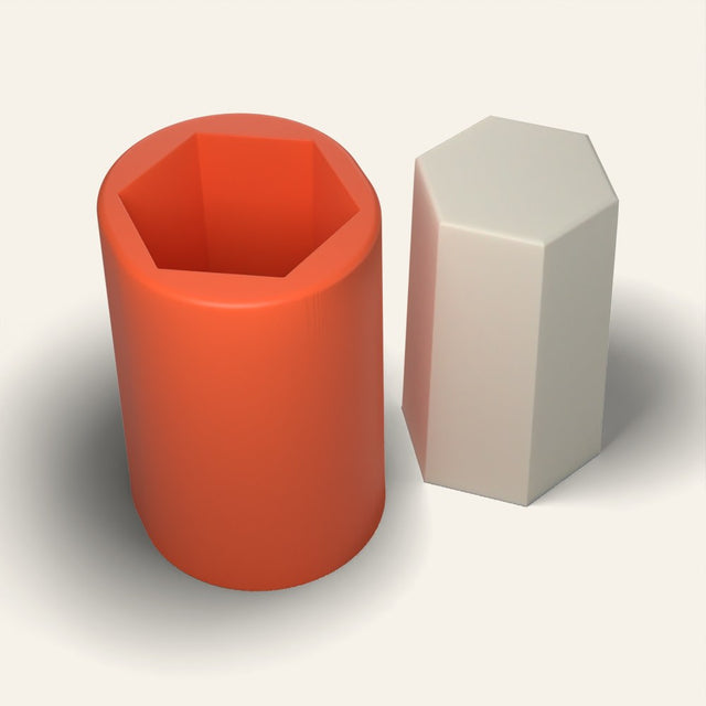 Hexagon Pillar Candle Mold, 2.5 x 4 Inch, 3D render