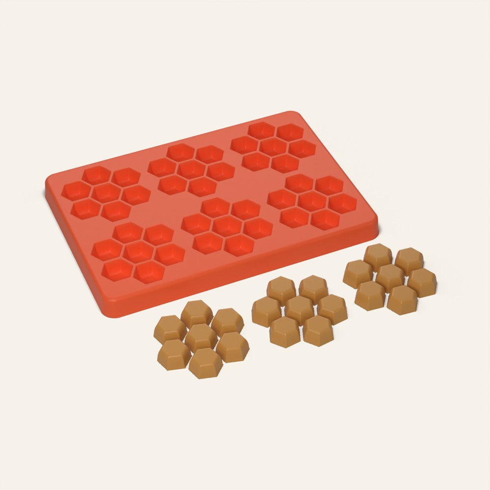 Honeycomb Candy Mold, 6 Cavity, 3D render
