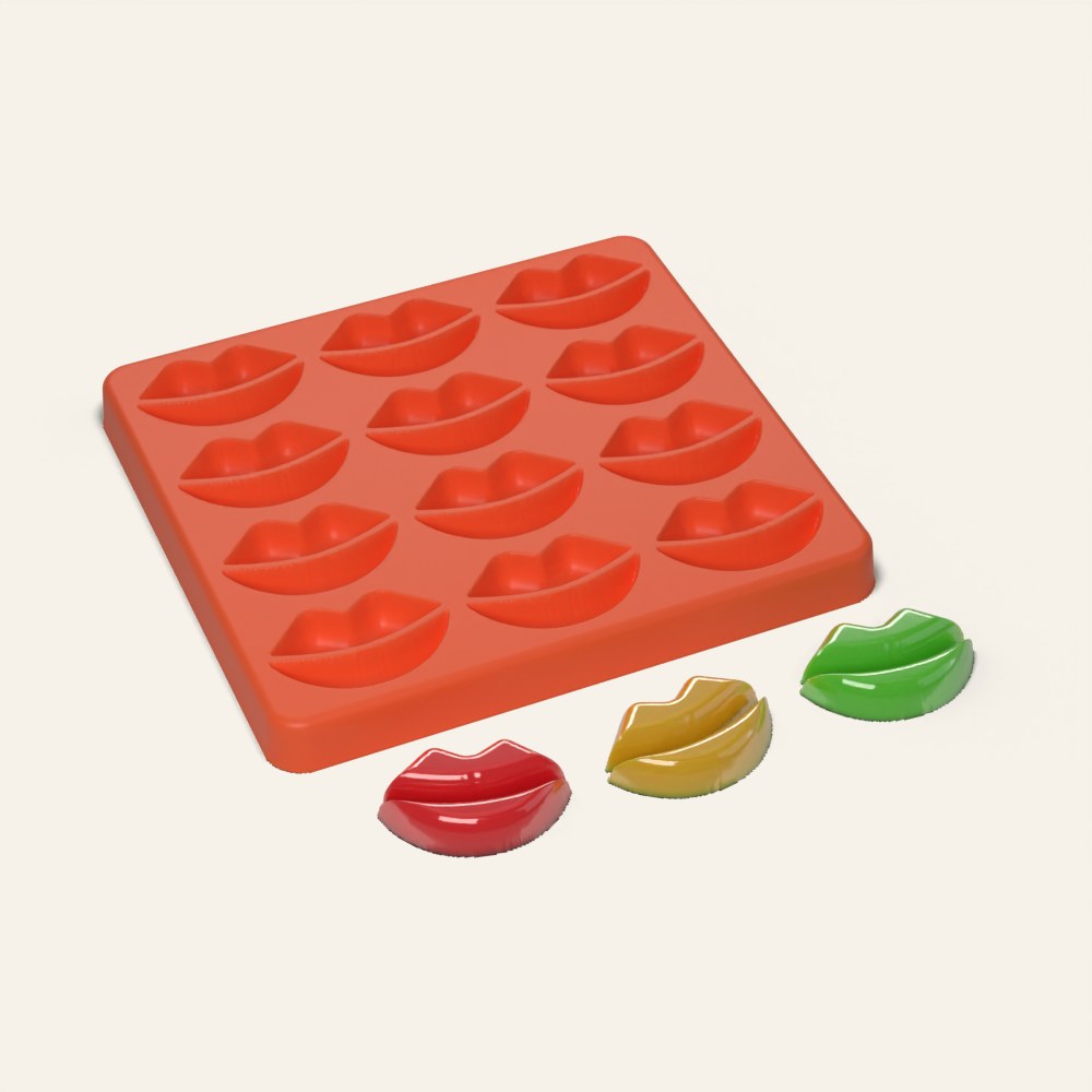 Lips Candy Mold, 12 Cavity, 3D render
