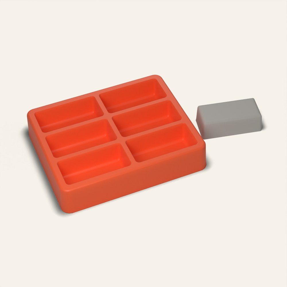 Mini Concrete Brick Mold, 6 Cavity, 3D render
