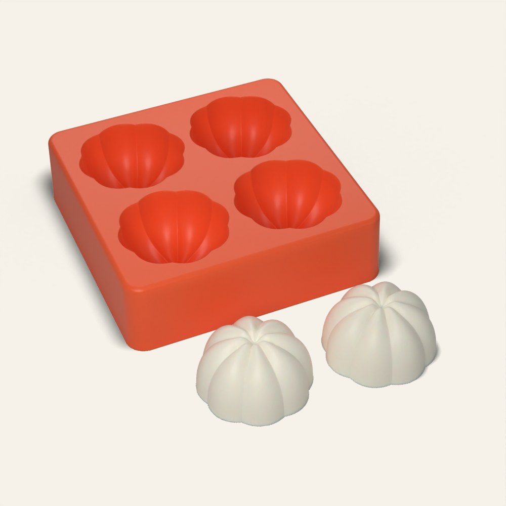 Mini Pumpkin Candle Mold, 4 Cavity, 3D render