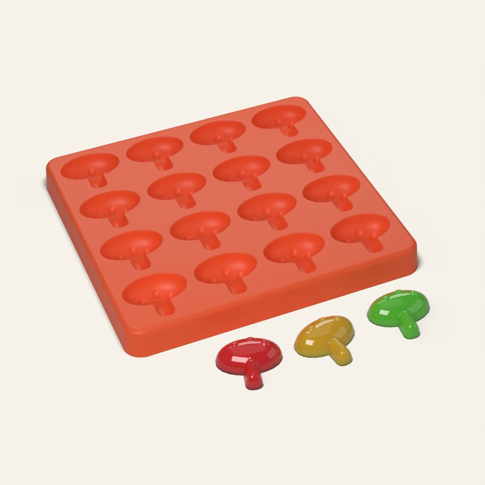Mushroom Candy Mold, 16 Cavity, 3D render