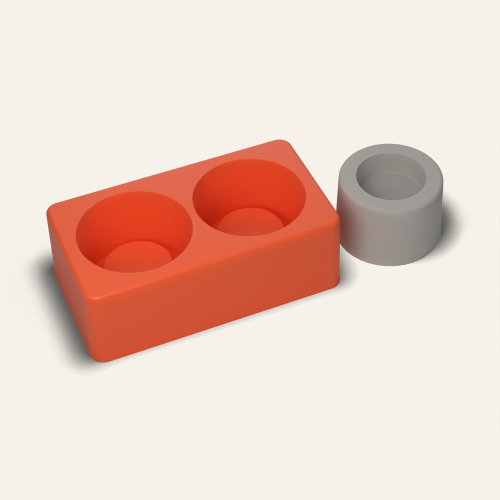 Round Tealight Holder Mold, 2 Cavity, 3D render
