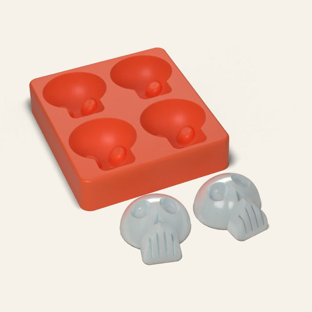 Skull Ice Mold, 4 Cavity, 3D render