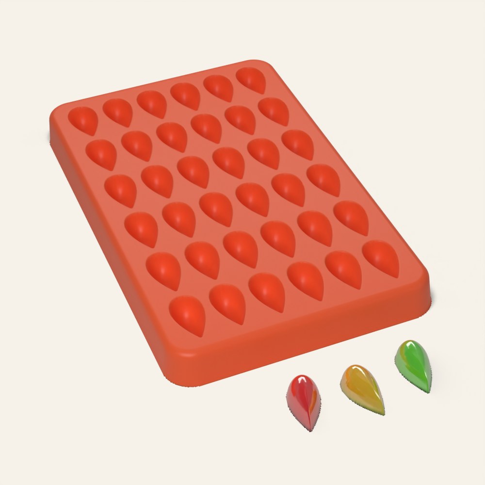 Teardrop Candy Mold, 36 Cavity, 3D render