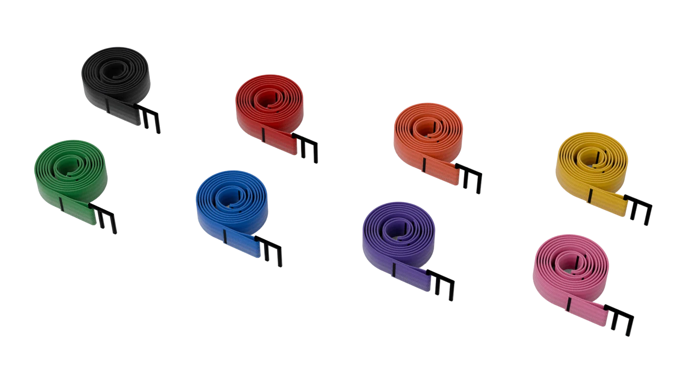 The belt in all eight colors